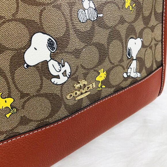 NEW COACH PEANUTS DEMPSEY Carryall Signature Canvas Snoopy Woodstock Authentic - Picture 6 of 12